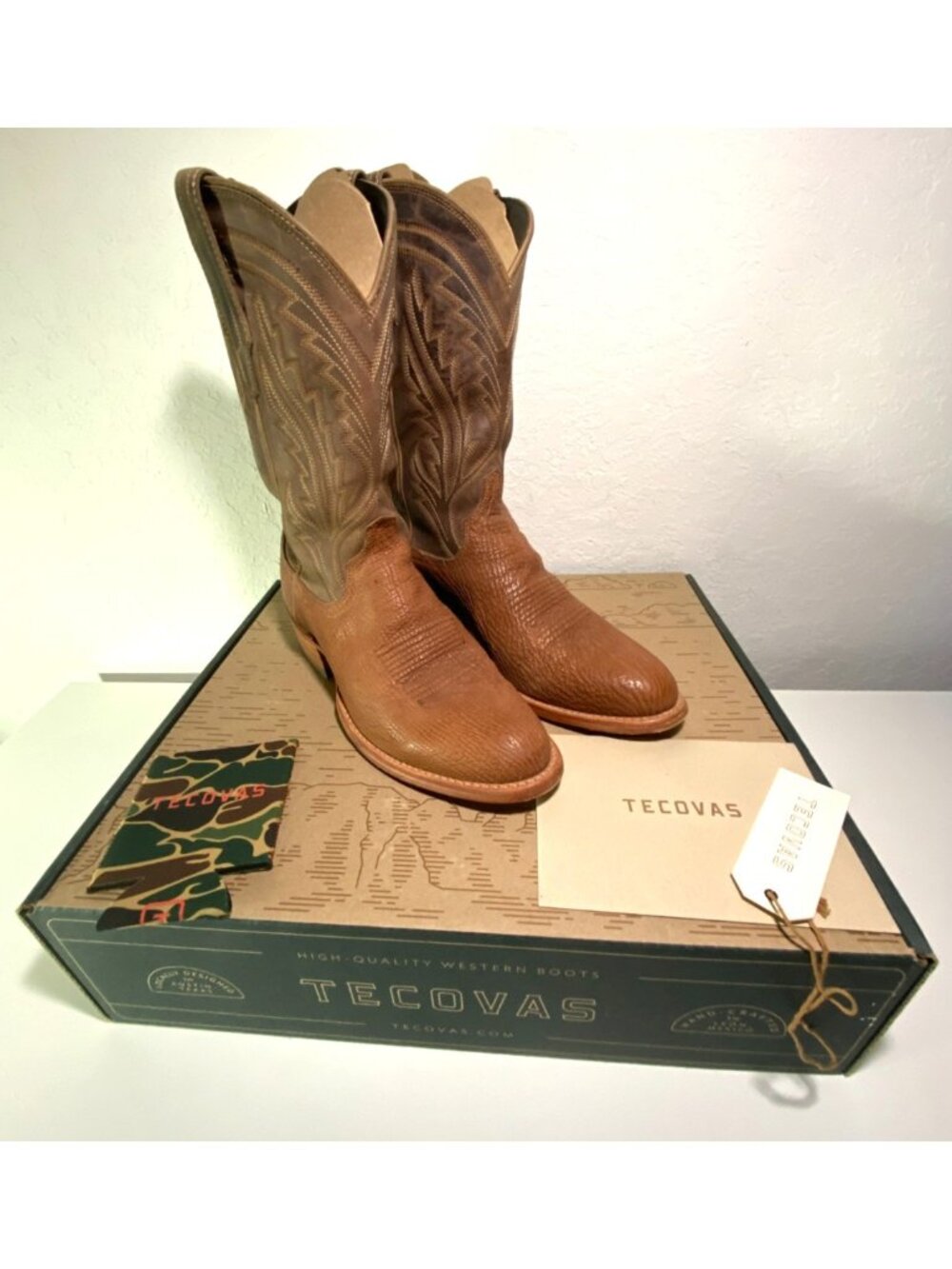 Tecovas The Quintin Sand Shark Men's Western Boots Size 9.5 D -Limited Ed. RARE